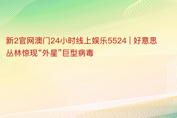 新2官网澳门24小时线上娱乐5524 | 好意思丛林惊现“外星”巨型病毒