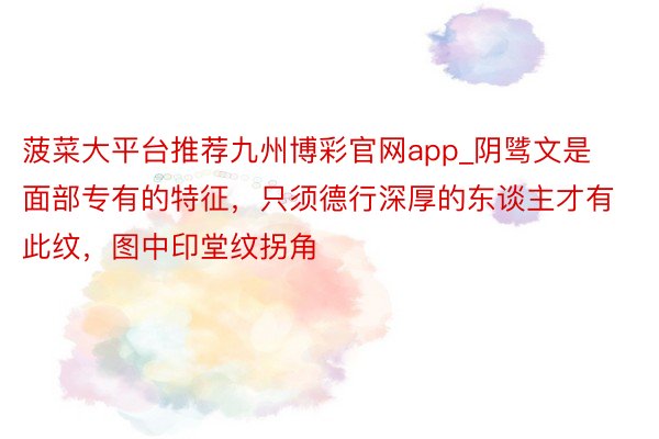 菠菜大平台推荐九州博彩官网app_阴骘文是面部专有的特征，只须德行深厚的东谈主才有此纹，图中印堂纹拐角